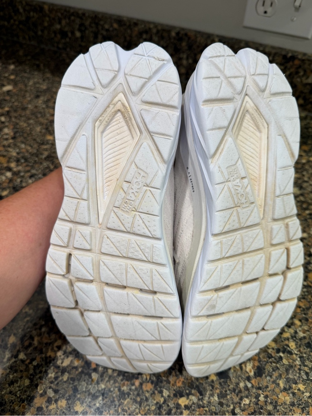 Hoka Women's Light Cream Athletic Shoes with Gold Logo size 8 - Picture 3 of 9